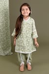 Shop_Chotibuti_Green Muslin Lace Floral Pattern Kurta And Dhoti Set _Online_at_Aza_Fashions
