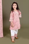Chotibuti_Pink Cotton Embroidery Block Print Kurta And Pant Set _Online_at_Aza_Fashions