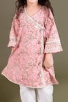 Shop_Chotibuti_Pink Cotton Embroidery Block Print Kurta And Pant Set _Online_at_Aza_Fashions
