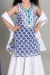 Chotibuti_Blue Cotton, Lurex, Muslin Geometric Pattern Kurta Lehenga Set _Online_at_Aza_Fashions