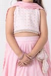 Chotibuti_Pink Cotton Pearls, Sequins, Tassels Embroidered Border Lehenga Set _Online_at_Aza_Fashions