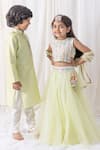 Chotibuti_Green Organza Embroidery Mirror Work Waistband Lehenga Set _at_Aza_Fashions