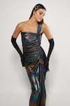 Cham Cham Multi Color Polyester One Shoulder Metallic Pleated Draped Gown Online at Aza Fashions Cham Cham_Multi Color Polyester One Shoulder Metallic Pleated Draped Gown _Online_at_Aza_Fashions