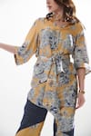 Buy_Cin Cin_Multi Color Silk Embroidery Collared Quora Jungle Safari Print Shirt And Pant Set _Online_at_Aza_Fashions
