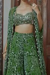 Shop_Arpita Mehta_Green Georgette Print Floral Sweetheart Neck Embroidered Blouse And Sharara Set _at_Aza_Fashions