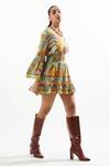 Shop_Cin Cin_Multi Color Cotton Printed Abstract V Neck Swarna Dress_Online_at_Aza_Fashions