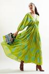Buy_Cin Cin_Green Cotton Lace V-neck Falak Tiered Hem Maxi Dress _Online_at_Aza_Fashions