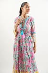Buy_Cin Cin_Pink Cotton Printed Flower Keyhole Ruchi Dress For Women_Online_at_Aza_Fashions