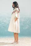 Shop_Ikai by Ragini Ahuja_Ivory Cotton Silk Chanderi Applique Round Nile Cutwork Dress  _Online_at_Aza_Fashions