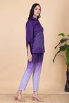 Chambray & CO._Purple Silk Embroidery Collared Yvette Flower Shirt And Ombre Pant Set _Online_at_Aza_Fashions