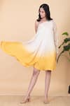Buy_Chambray & CO._Yellow Silk Crystals One Shoulder Ombre Flared Dress _Online_at_Aza_Fashions