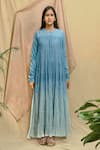 Buy_Chambray & Co._Blue Cotton Plain Stipes Round Ombre Tiered Dress _Online_at_Aza_Fashions