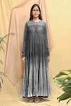 Shop_Chambray & Co._Grey Cotton Plain Stipes Round Tiered Maxi Dress _Online_at_Aza_Fashions