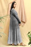 Chambray & Co._Grey Cotton Plain Stipes Round Tiered Maxi Dress _at_Aza_Fashions