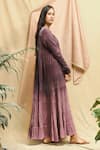 Chambray & CO. Wine Cotton Embroidery Round Neck Yoke Maxi Dress at Aza Fashions Chambray & CO._Wine Cotton Embroidery Round Neck Yoke Maxi Dress _at_Aza_Fashions
