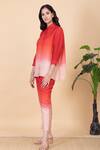 Buy_Chambray & CO._Red Silk Split V-neck Kes Ombre Shirt And Pant Set _Online_at_Aza_Fashions