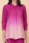 Shop_Chambray & CO._Purple Silk Split V-neck Keah Ombre Dyed Shirt And Pant Set _Online_at_Aza_Fashions