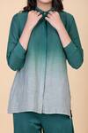Chambray & CO._Green Silk Collared Aeva Ombre Shirt And Pant Set _Online_at_Aza_Fashions