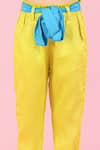 LIL DRAMA_Yellow 100% Cotton 3d Rose Halter Neck Top And Pant Set _at_Aza_Fashions