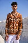 Dash And Dot_Multi Color Tencel Aztec Print Shirt_Online_at_Aza_Fashions