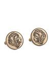 Cosa Nostraa_Gold Lion Carved Brass Cufflinks_Online_at_Aza_Fashions