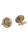 Buy_Cosa Nostraa_Gold Lion Carved Brass Cufflinks_Online_at_Aza_Fashions