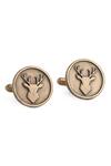 Cosa Nostraa_Gold Imperial Stag Cufflinks_Online_at_Aza_Fashions