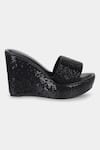Buy_Aanchal Sayal_Black Embroidered Lucid Sequin And Cutdana Wedges_Online_at_Aza_Fashions