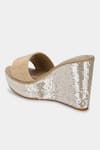Aanchal Sayal_Beige Embroidered Frida Sequin And Cutdana Wedges_Online_at_Aza_Fashions