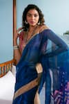 Buy_Mint N Oranges_Blue Handwoven Pure Chanderi Zari Saree _Online_at_Aza_Fashions