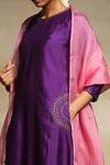 Buy_Weaver Story_Purple Dupatta Organza, Handwoven Pure Chanderi, Kurta Embroidered Pockets Set _Online_at_Aza_Fashions