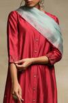 Buy_Weaver Story_Red Dupatta Organza, Handwoven Pure Chanderi, Kurta Lining Embroidered Set _Online_at_Aza_Fashions