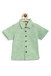Buy_Charkhee_Green Spread Collar Shirt And Shorts Set For Boys_Online_at_Aza_Fashions