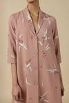 Buy_Shahin Mannan_Pink Crepe Embroidery Shawl Neck Eucalyptus Collar Dress _Online_at_Aza_Fashions