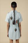 Shahin Mannan_Blue Denim Embroidery Collared Colorful Air Balloons Summer Coat Dress _at_Aza_Fashions