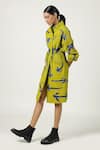 Shop_Shahin Mannan_Green Denim Embroidery High Neck Arrow Parka Dress _Online_at_Aza_Fashions