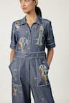Shahin Mannan_Blue Denim Embroidery, Buckles Colourful Air Balloons Jumpsuit With Belt _Online_at_Aza_Fashions