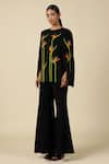 Buy_Shahin Mannan_Black Crepe Bell Bottom Pant _Online_at_Aza_Fashions