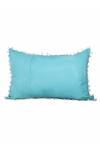 My Gift Booth_Blue Linen Pom-pom Border Cushion_Online_at_Aza_Fashions