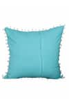 My Gift Booth_Blue Linen Pom-pom Border Square Shape Cushion_Online_at_Aza_Fashions