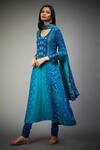 RI.Ritu Kumar_Blue Embroidered Floral/tropical Round Neck Floral Kurta Set_Online_at_Aza_Fashions