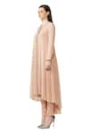 Rohit Gandhi + Rahul Khanna Peach Silk, Georgette Beads, Metallic Placket Embellished Kurta And Pant Set Online at Aza Fashions Rohit Gandhi + Rahul Khanna_Peach Silk, Georgette Beads, Metallic Placket Embellished Kurta And Pant Set _Online_at_Aza_Fashions