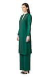 Rohit Gandhi + Rahul Khanna Green Silk, Georgette Sequins, Beads Embellished Kurta And Flared Pant Set Online at Aza Fashions Rohit Gandhi + Rahul Khanna_Green Silk, Georgette Sequins, Beads Embellished Kurta And Flared Pant Set _Online_at_Aza_Fashions