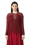 Buy_Rohit Gandhi + Rahul Khanna_Maroon Silk Georgette Embellished Sequin Keyhole Yoke Ombre Tunic _Online_at_Aza_Fashions