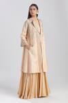 Megha Bansal_Beige Silk Gulmohar Badami Coat And Anarkali Set_Online_at_Aza_Fashions