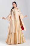 Megha Bansal_Beige Silk Gulmohar Badami Coat And Anarkali Set_at_Aza_Fashions