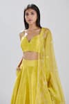 Megha Bansal_Yellow Raw Silk Hand Embroidered Sequin And Cut Dana Shazneen Fiha Lehenga Set _Online_at_Aza_Fashions
