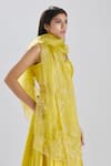 Megha Bansal_Yellow Raw Silk Hand Embroidered Sequin And Cut Dana Shazneen Fiha Lehenga Set _at_Aza_Fashions