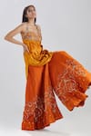 Shop_Megha Bansal_Orange Raw , Chanderi Zardozi Work Gerua Inya Kurta And Sharara Set _Online_at_Aza_Fashions