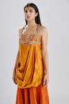 Megha Bansal_Orange Raw , Chanderi Zardozi Work Gerua Inya Kurta And Sharara Set _at_Aza_Fashions